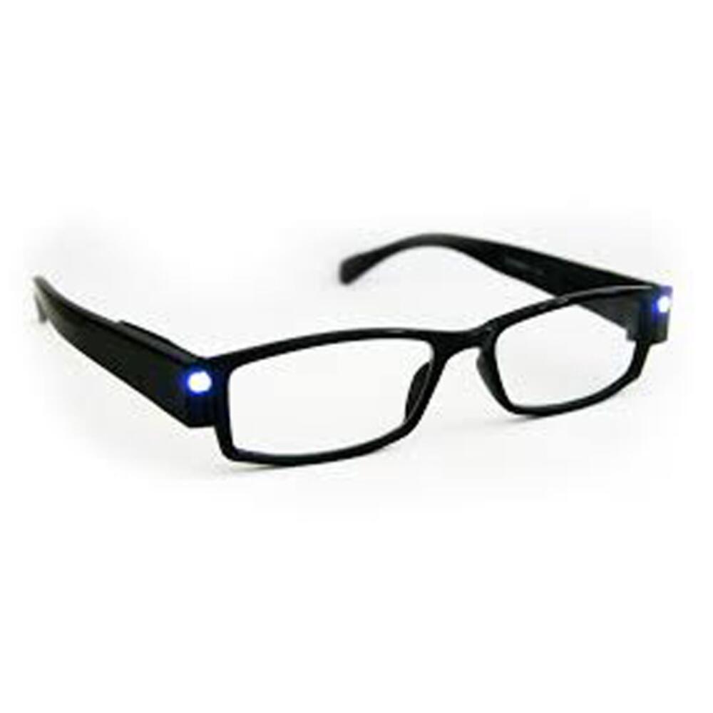 Læsebrille med 2 LED lys og Klart Etui - 1 stk.