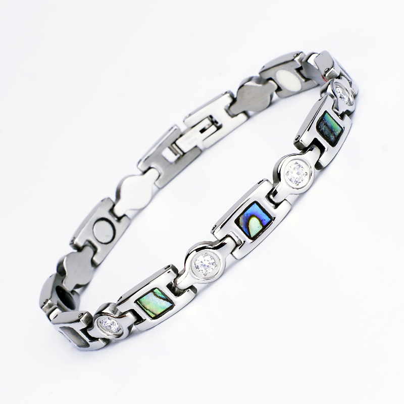 Silver Zirkon Magnetarmband i Rostfritt Stål