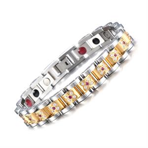 Zirkon Rotes Blumen Magnetarmband aus Edelstahl