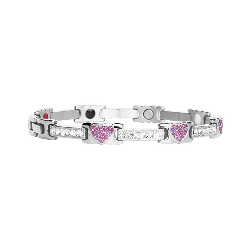 Lila Herz Magnetarmband aus Edelstahl