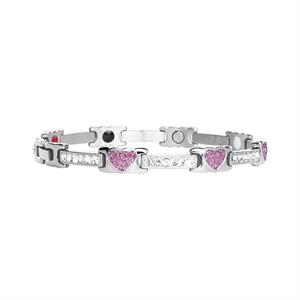 Lila Herz Magnetarmband aus Edelstahl