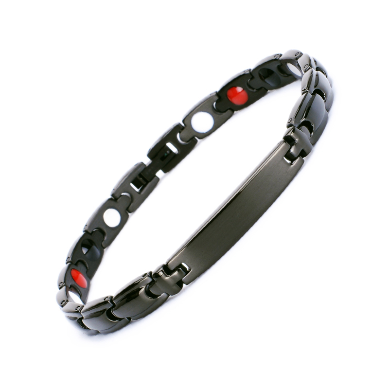 Lan Schwarz Magnetarmband aus Edelstahl