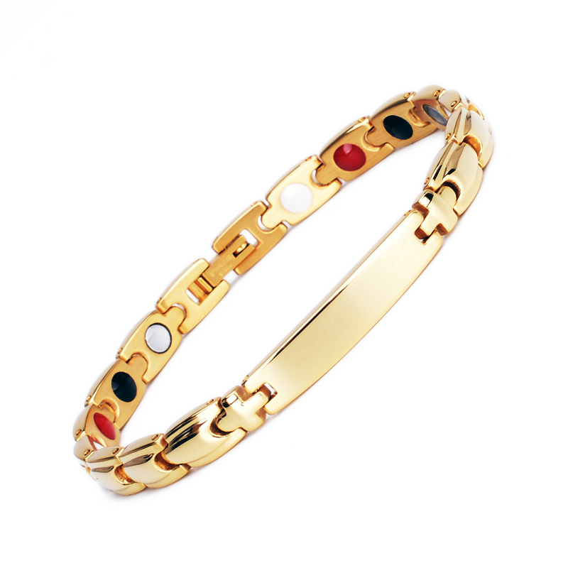Lan Gold Magnetarmband aus Edelstahl