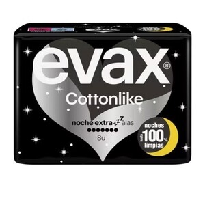 Evax Cottonlike Night Extra bind med vinger - 8 stk.