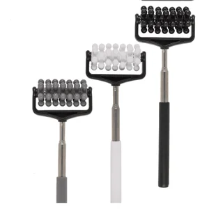 Massage-rulle med gummibelagt håndtag og telskopstang