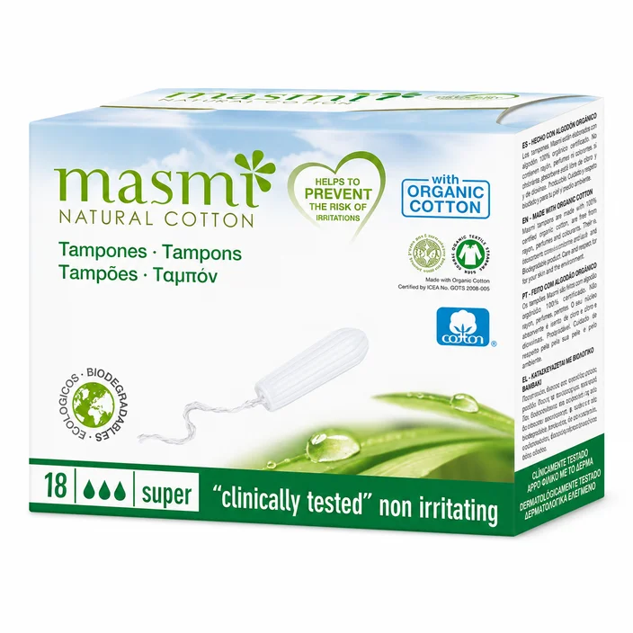 Masmi Regular Tamponer med Økologisk Bomuld - 18 stk
