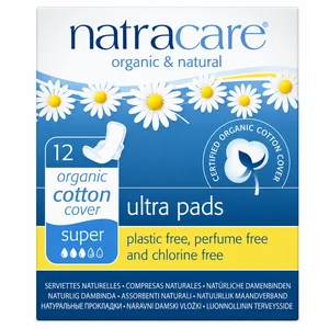 NatraCare Ultra Pads Super - 12 stk med Økologisk Bomuld