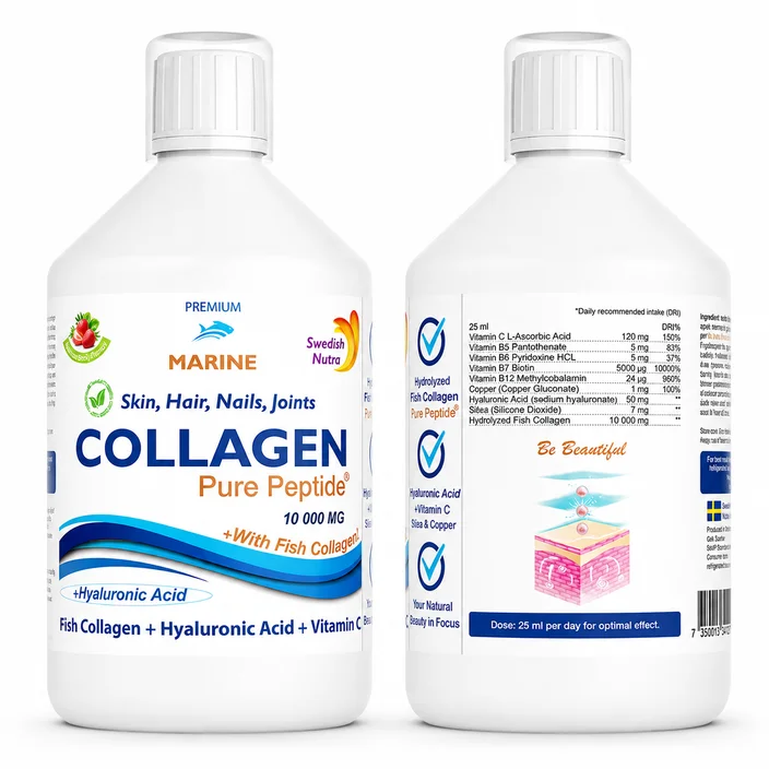 Collagen Pure Peptide med Hyaluron, Silica og Kollagen - 500 ml