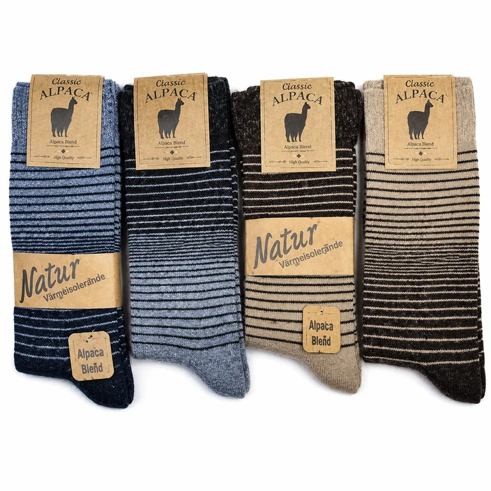 Geringelte Socken aus Alpaka - 2 Paar
