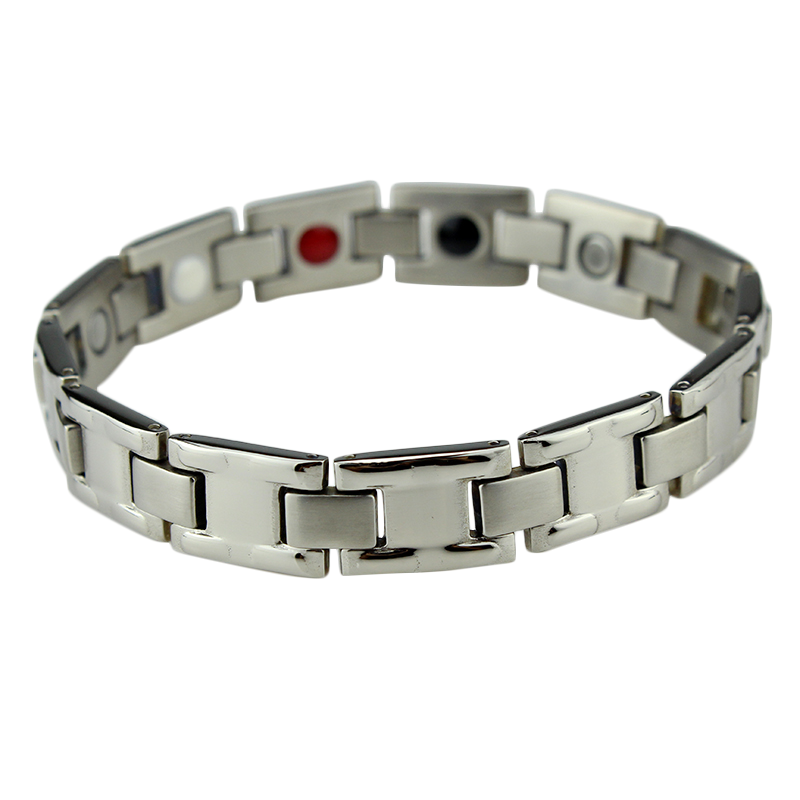 Dum Ambassadør Udholde Køb "Sølv" Titanium Magnet Armbånd.