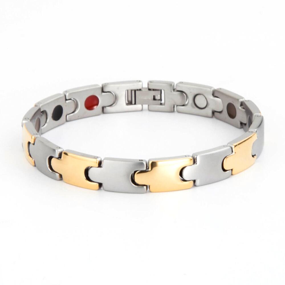 Puzzle Titanium Magnet Armbånd i Sølv & Guld.