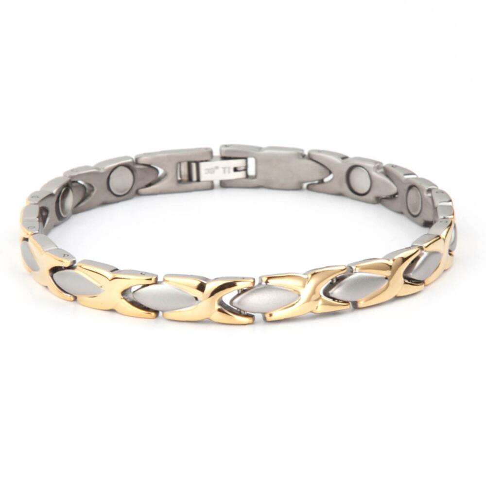 Titanium Magnet Armbånd m. Guldflet. 3000 gauss pr. magnet.