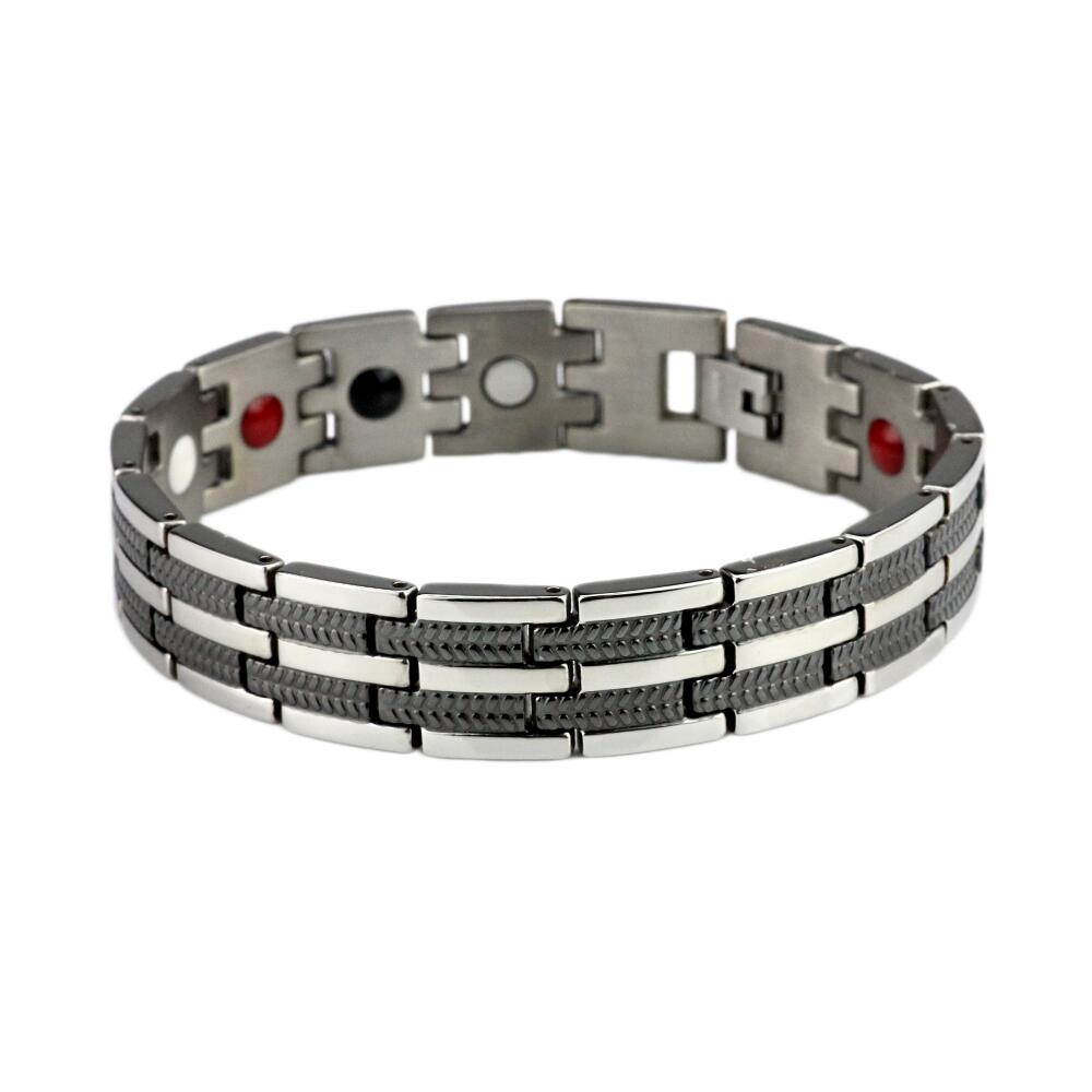 Titan Magnetarmband Streckat i Svart och Silver.
