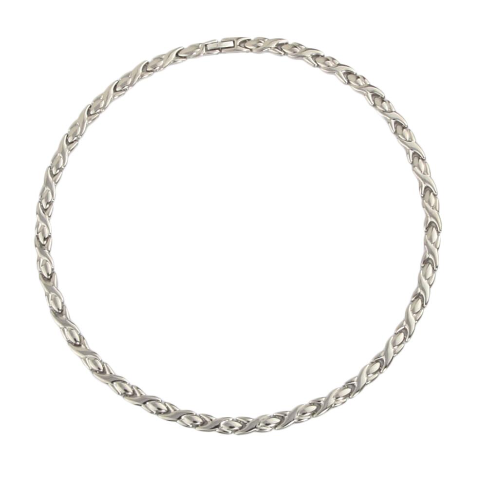 Silber-Magnet-Halskette aus Titan. 3000 Gauss pro Magnet.