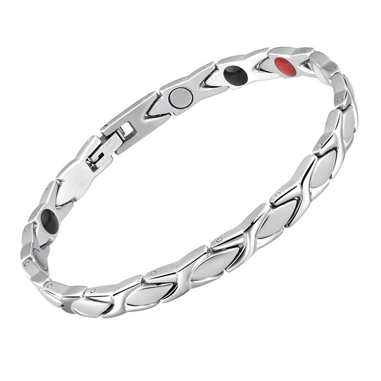 Titanium Magnet Silver Flet Armbånd.