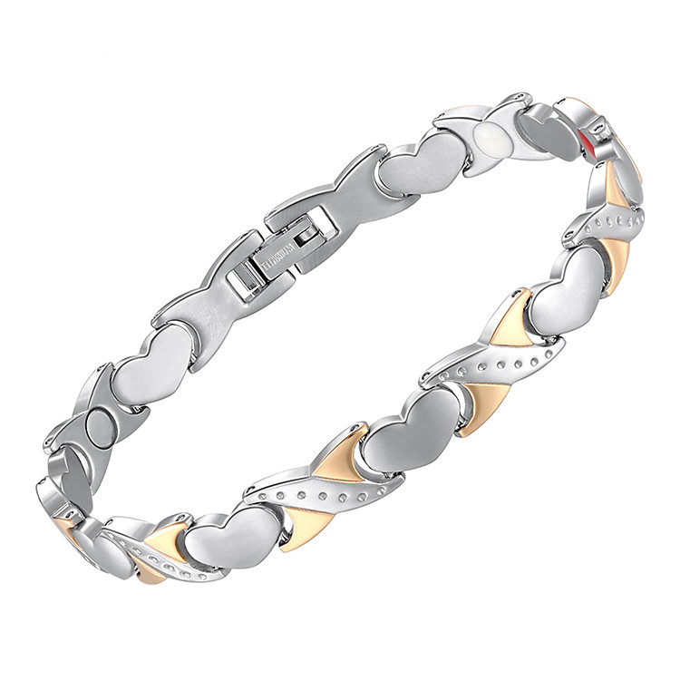 Hjärta Titan Magnetarmband med silver-/guldflätning