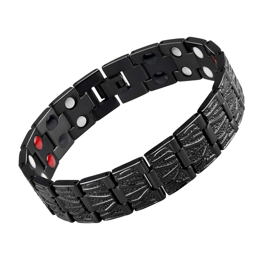 Svart Ruffled Titan Magnetarmband