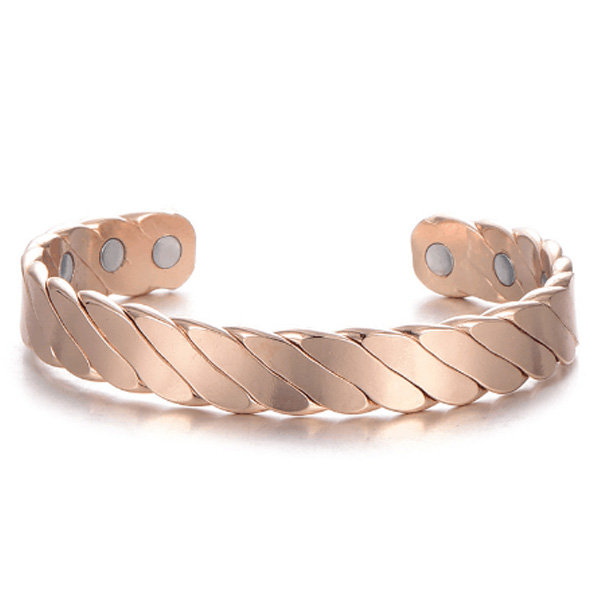 Twisted Koppar Magnetarmband i blank look